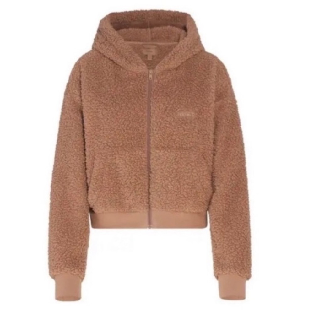 SKIMS Teddy Sherpa Fur Full Zip Up Jacket Hoodie Sweater Pullover - Picture 2 of 8